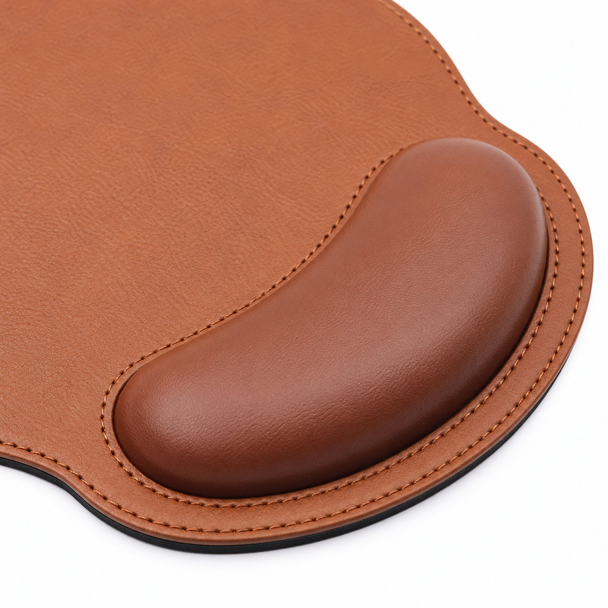 Stitched PU Mouse Pad with Integrated Padded Wrist Rest