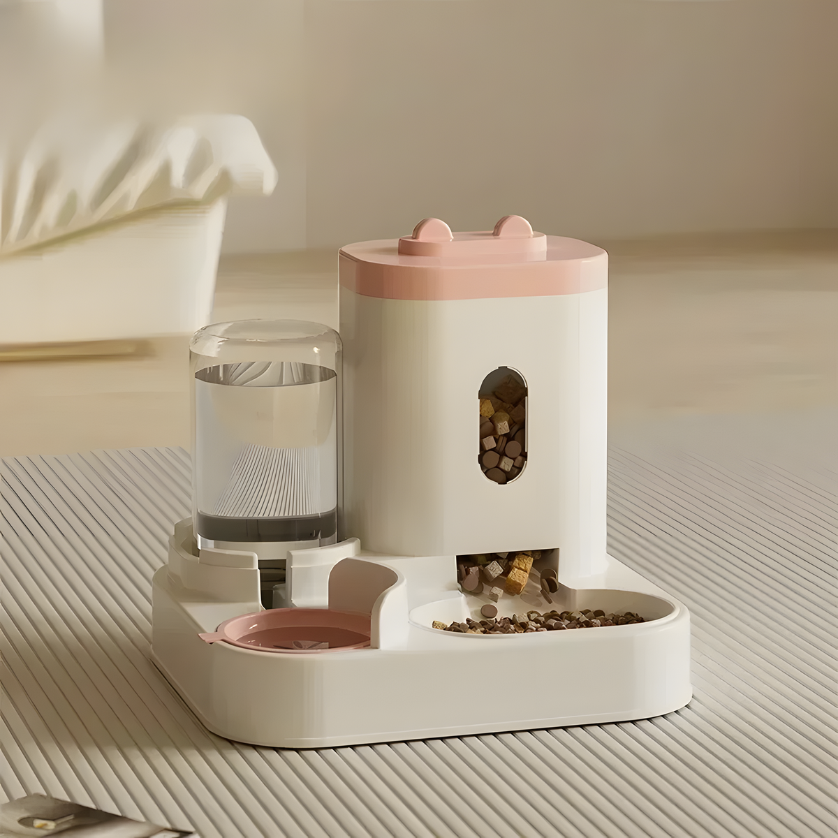 Gravity Pet Feeder and Water Station with Food-Level Window