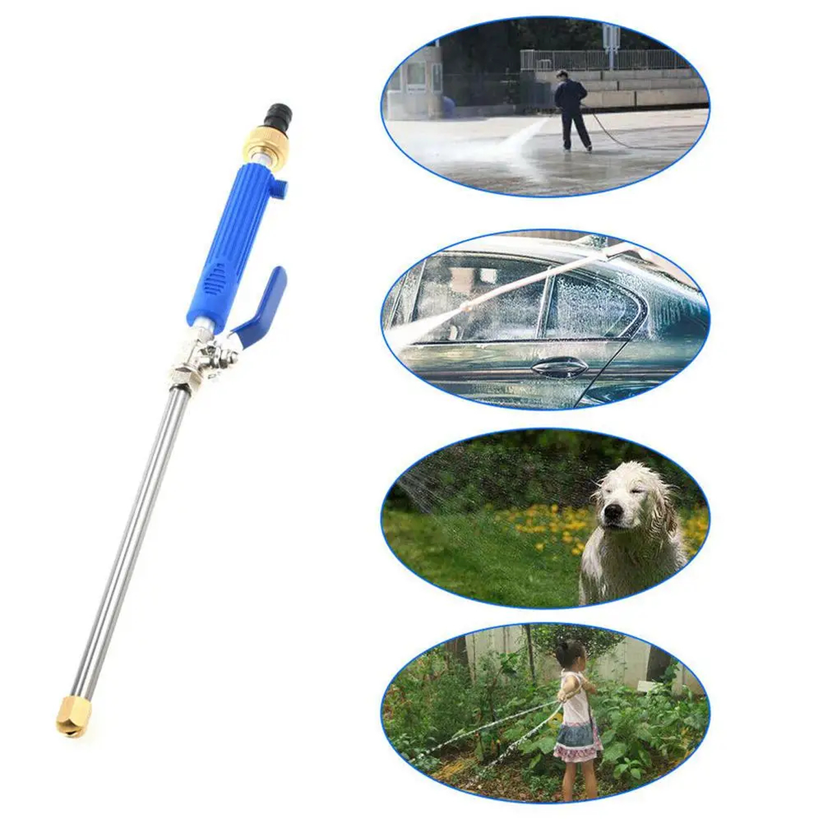 Long-Handle High Pressure Water Gun with Interchangeable Spray Tips