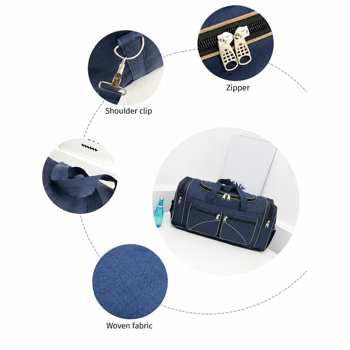 Large Oxford Travel Duffel Bag, 69 cm and Zippered Pockets