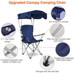 Camping Chair with Canopy - UPF 50+ Sunshade Folding Beach Chair