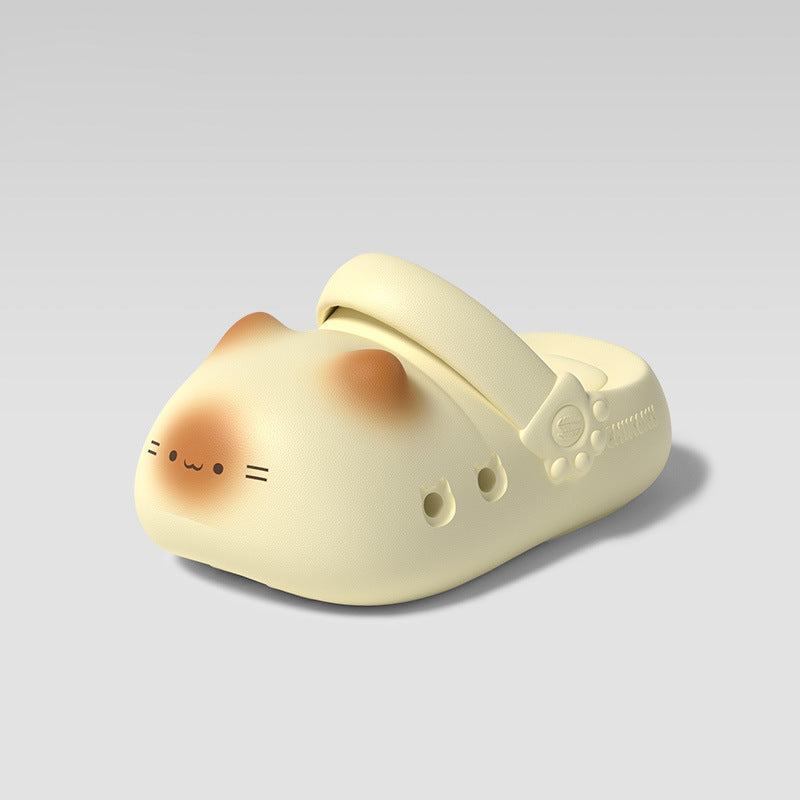 Cute animal-shaped clog on a light gray background