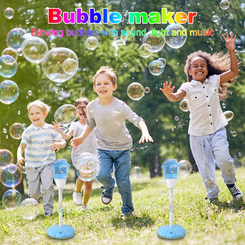 Standing Bubble Machine with LED Lights & Music for Kids