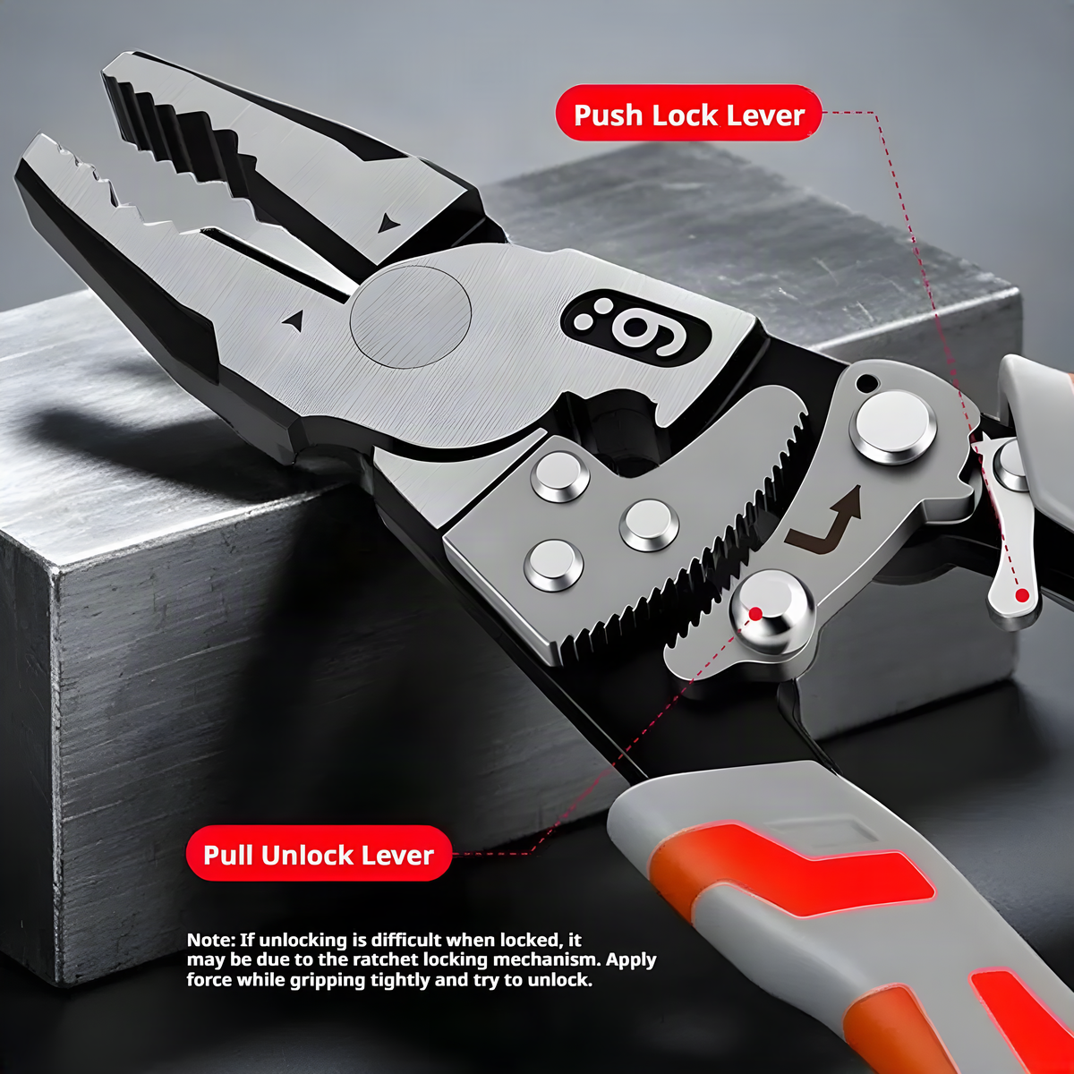 4-in-1 Ratchet Locking Pliers with 33 mm Jaw Opening, 9-Inch