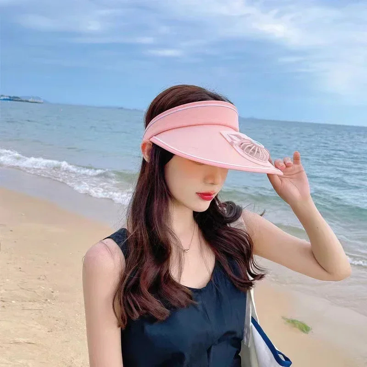 Rechargeable Fan Sun Visor with Adjustable Open-Top Fit