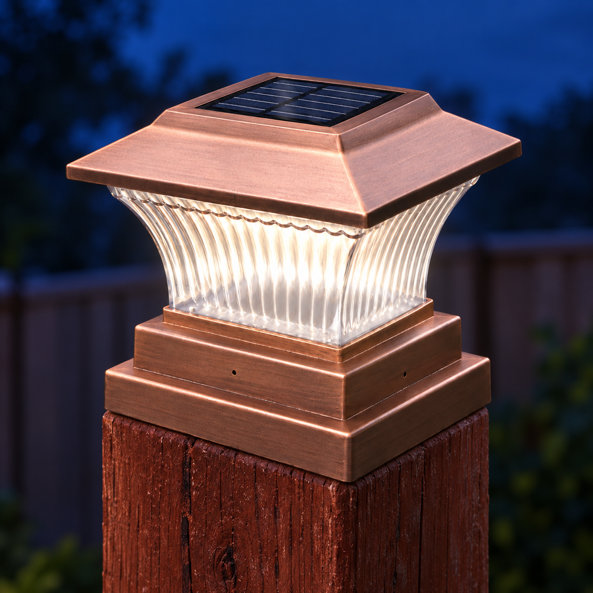 Bronze Solar Post-Cap Light, Warm and White Garden Lighting