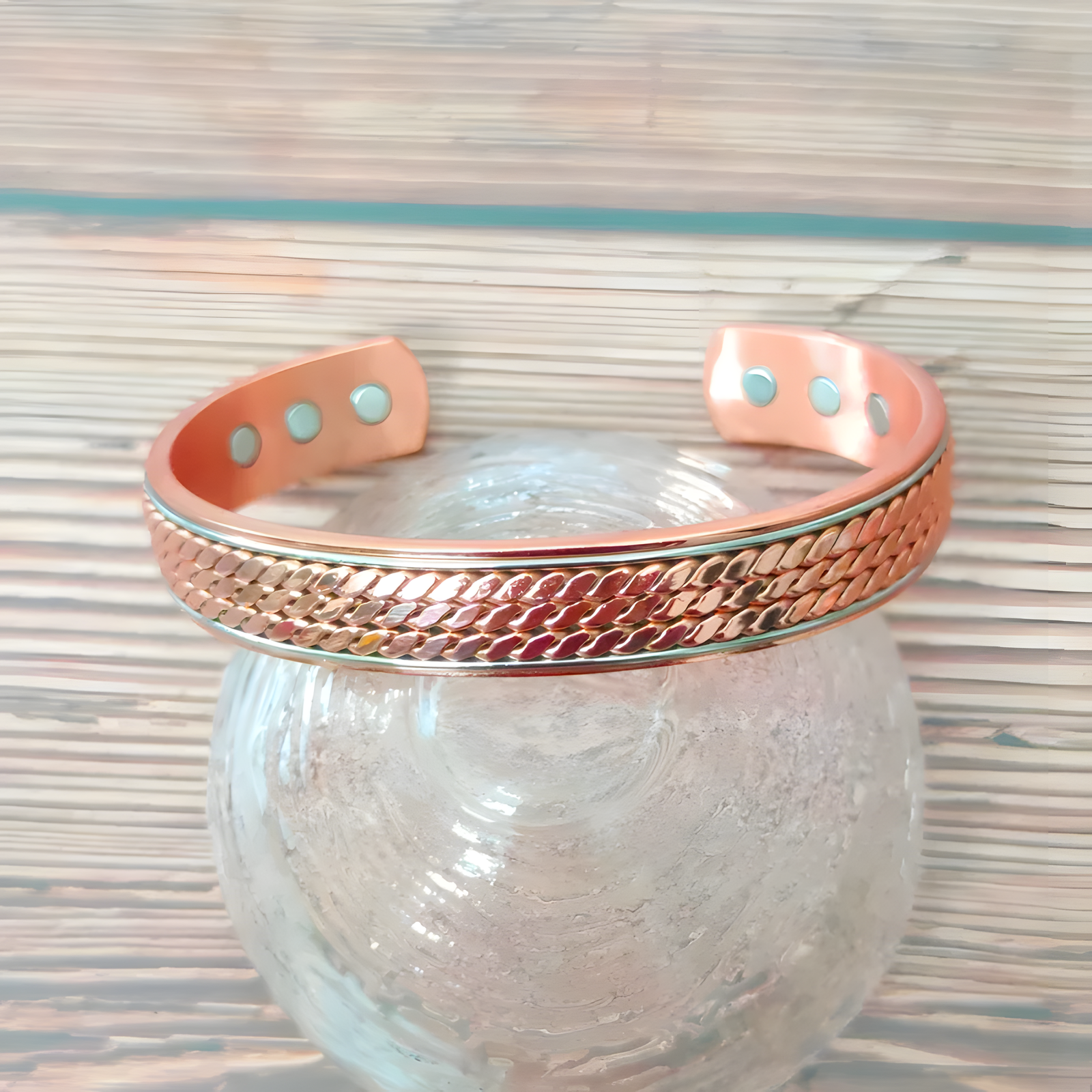 Adjustable Copper Ring & Bracelet Set Fashion Jewelry CR CB