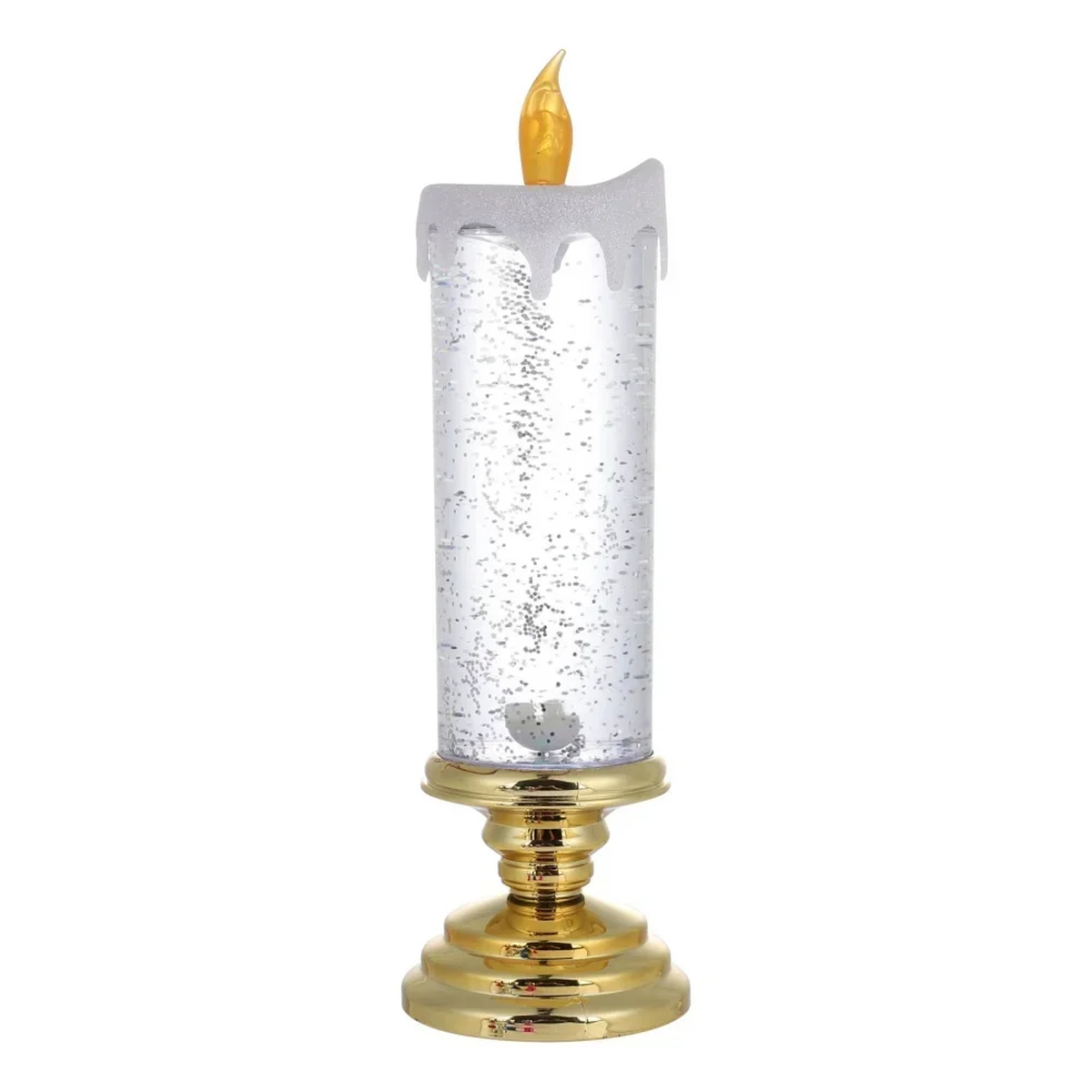 LED Glitter Candle, Flameless Decoration and Pedestal Base