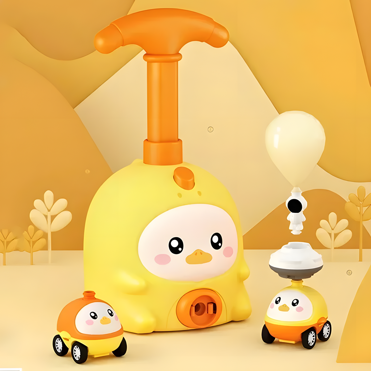 Balloon-Powered Toy Car Set with Animal Pump and Two Cars