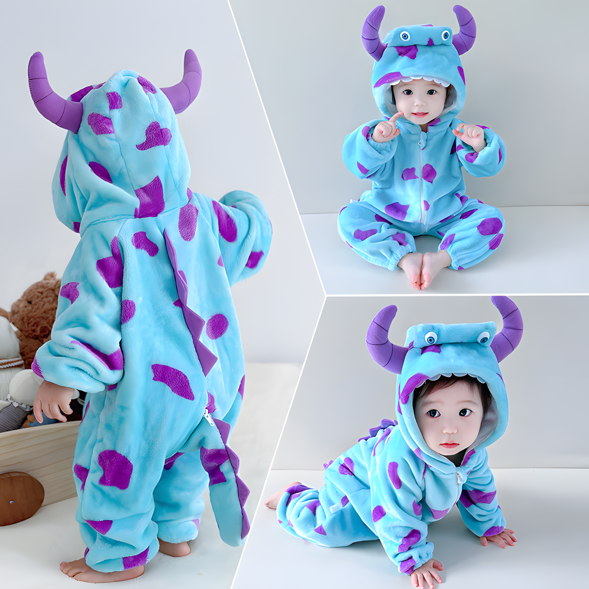 Fleece Animal Hooded Baby Romper for Babies and Toddlers