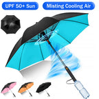 Portable Umbrella with Fan & Misting System - UV Protection | Battery-Powered Cooling