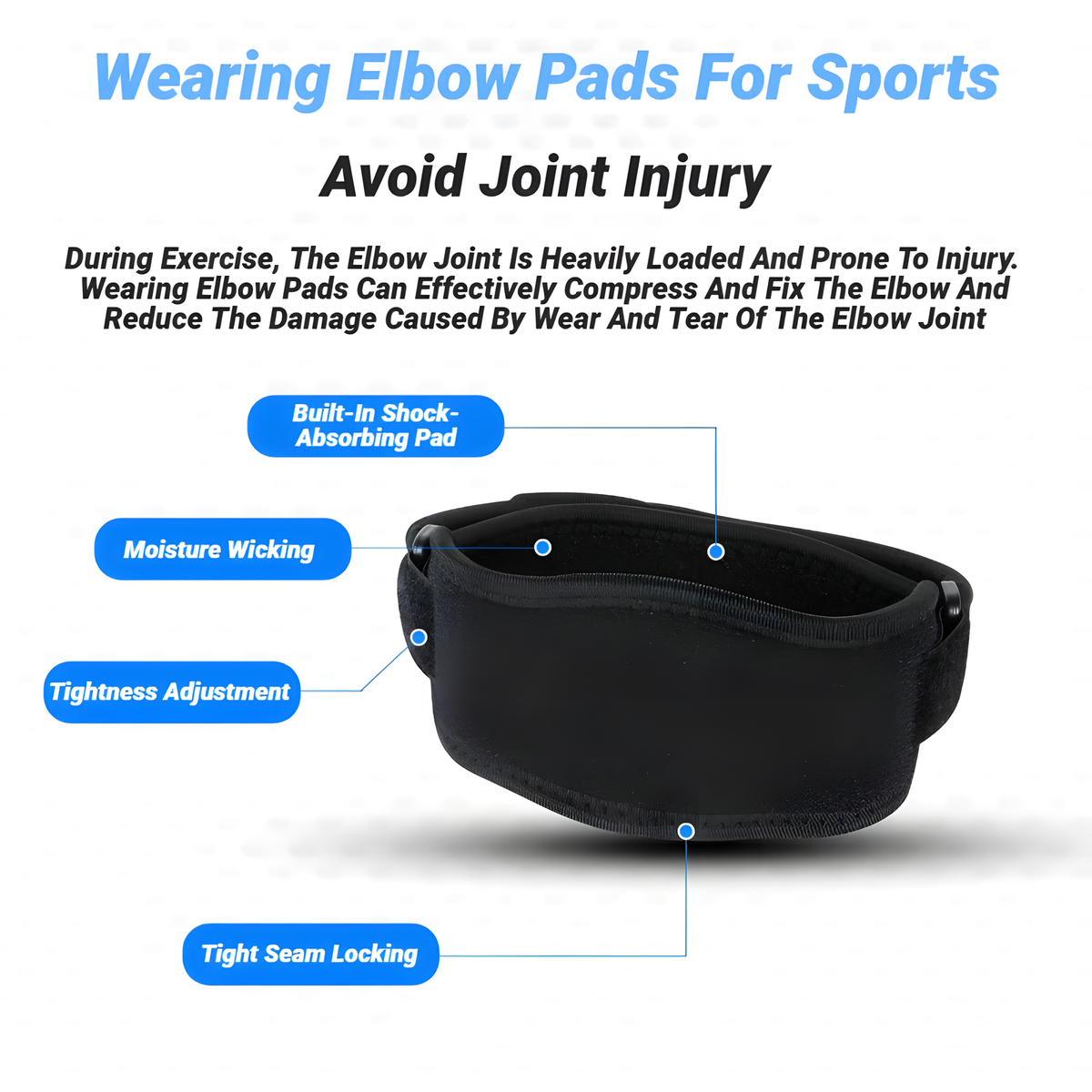 Adjustable Sports Elbow Support Strap with Cushioned Pad