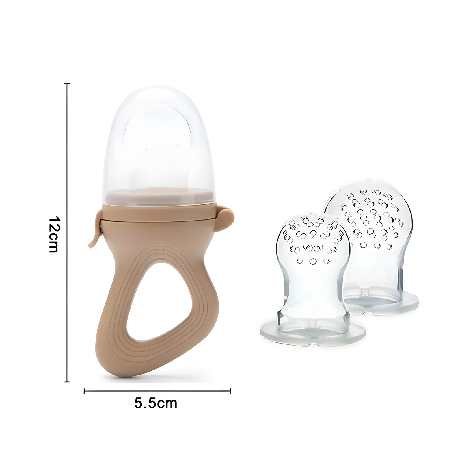 Silicone Baby Food Feeder with Two Tip Sizes Gray Beige