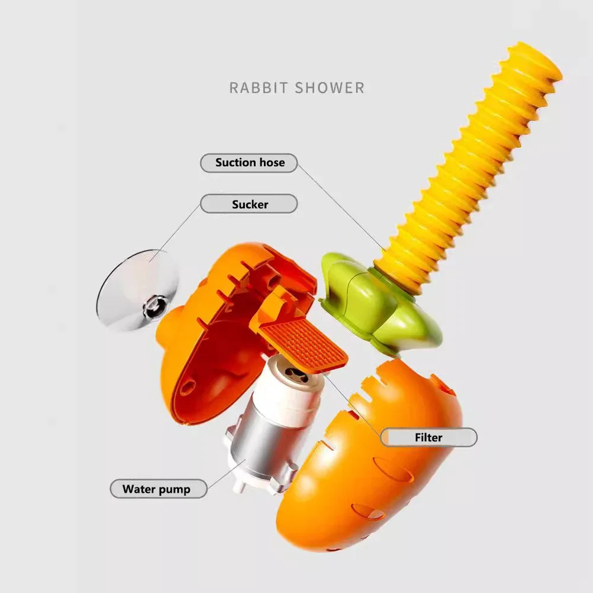 Rabbit Bath Water Toy with Dual Sprayers and Suction Mount