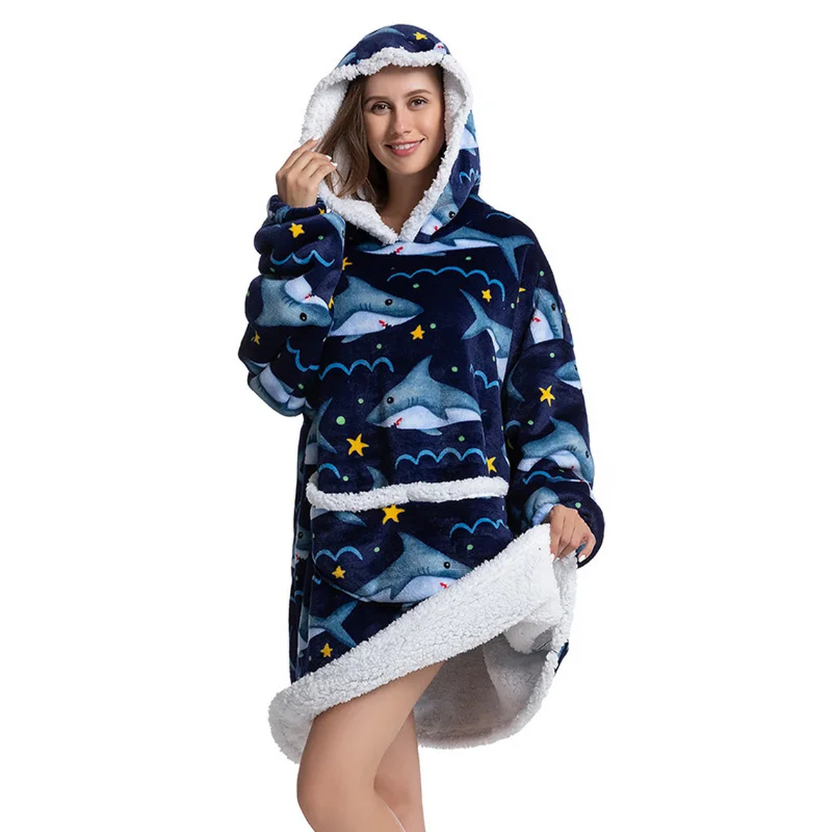 Oversized Hooded Wearable Blanket with Front Pocket