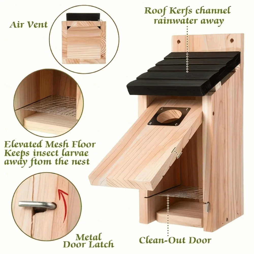 Outdoor Wooden Birdhouse – Garden Hanging Bird Nest House