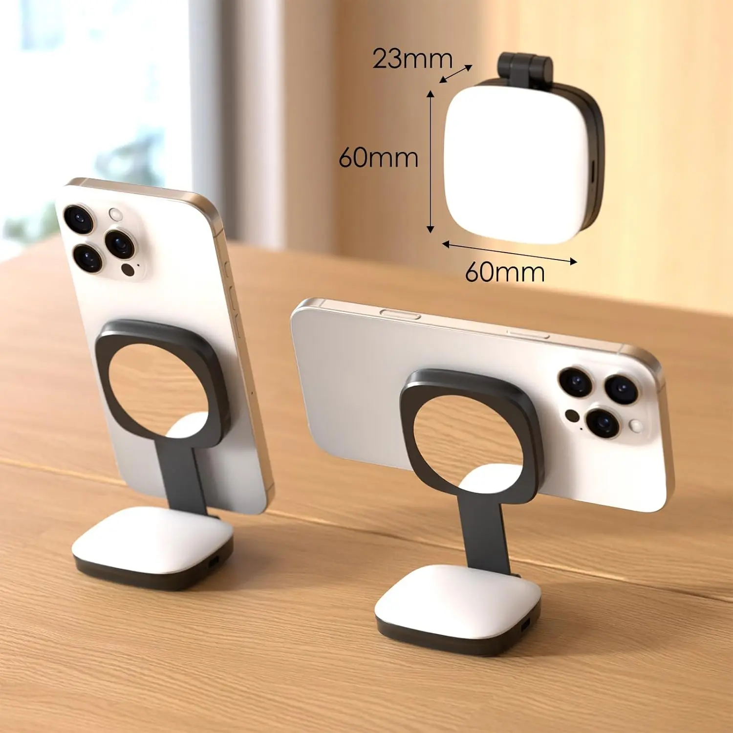 Magnetic Phone Fill Light with Mirror Selfie Video Call LED Black Pink