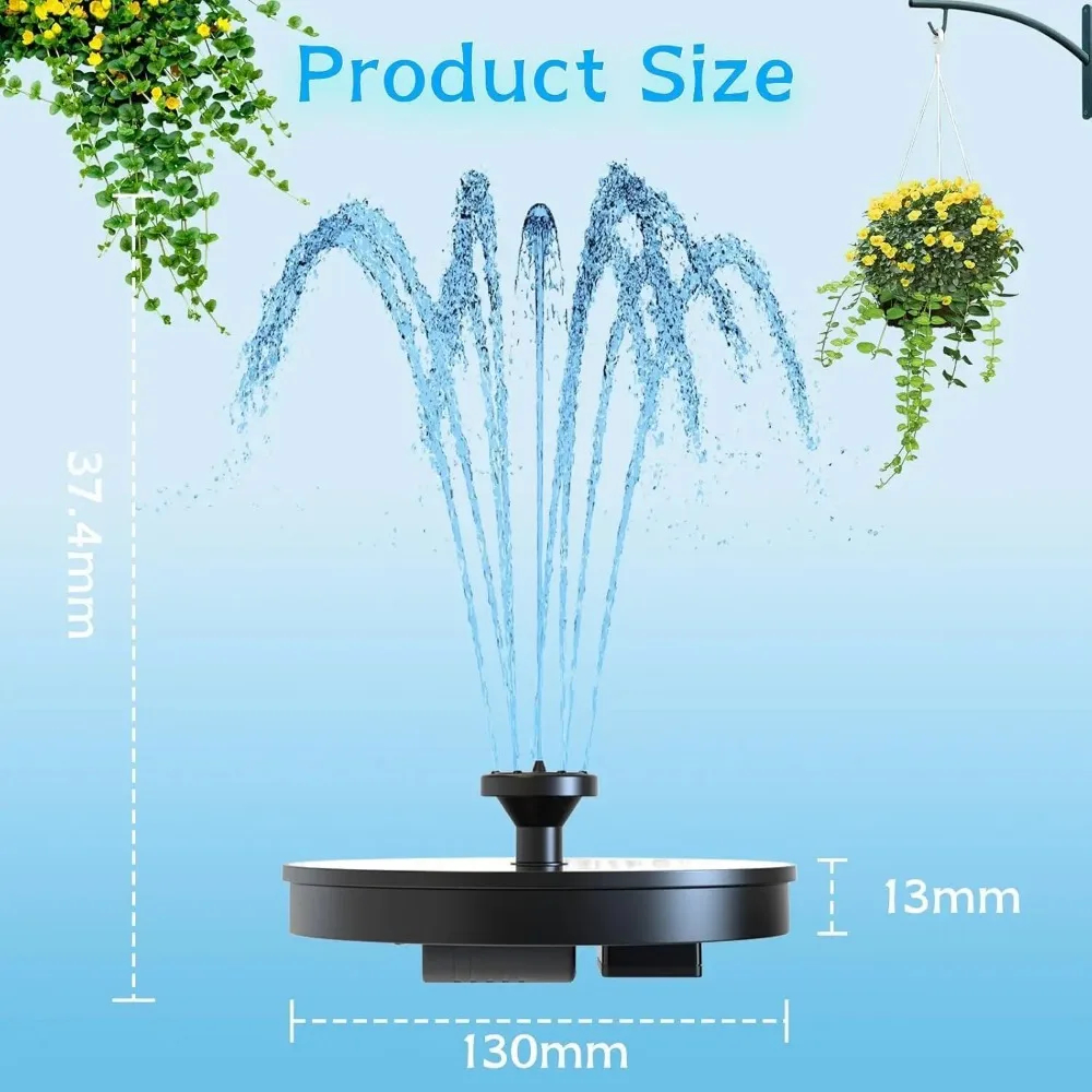 Floating Solar Fountain 13cm with Interchangeable Spray