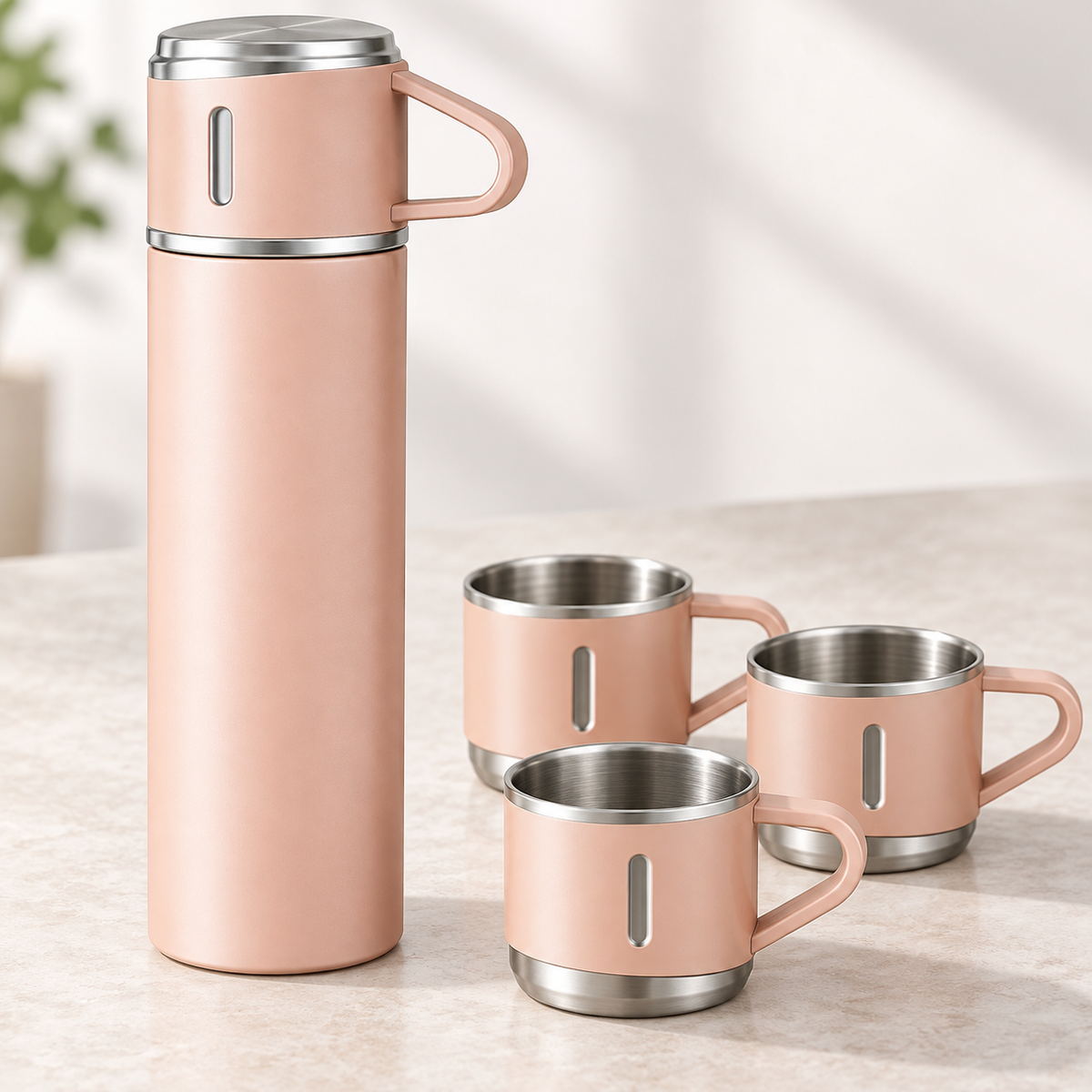 500 ml Insulated Flask Set with Three Matching Cups and Gift Box