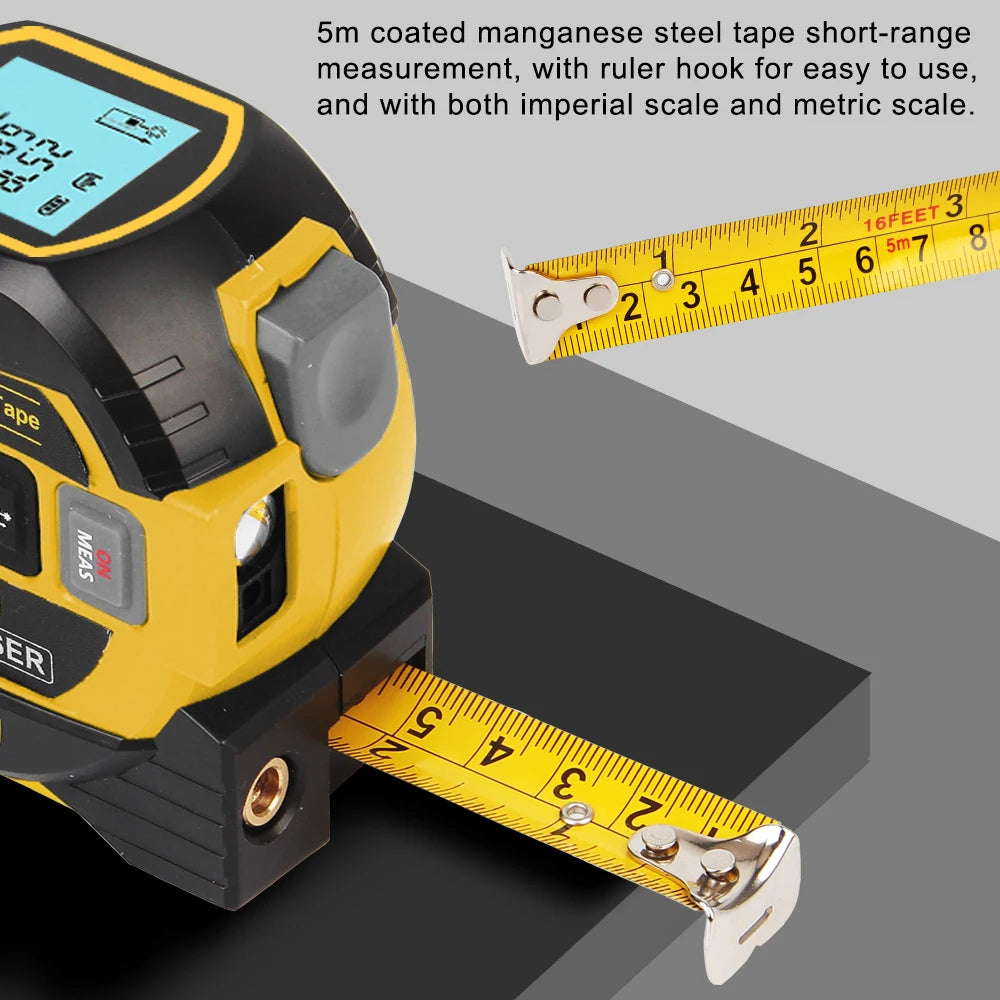 3-in-1 Laser Measure Tape - Digital Distance Meter with LCD Display