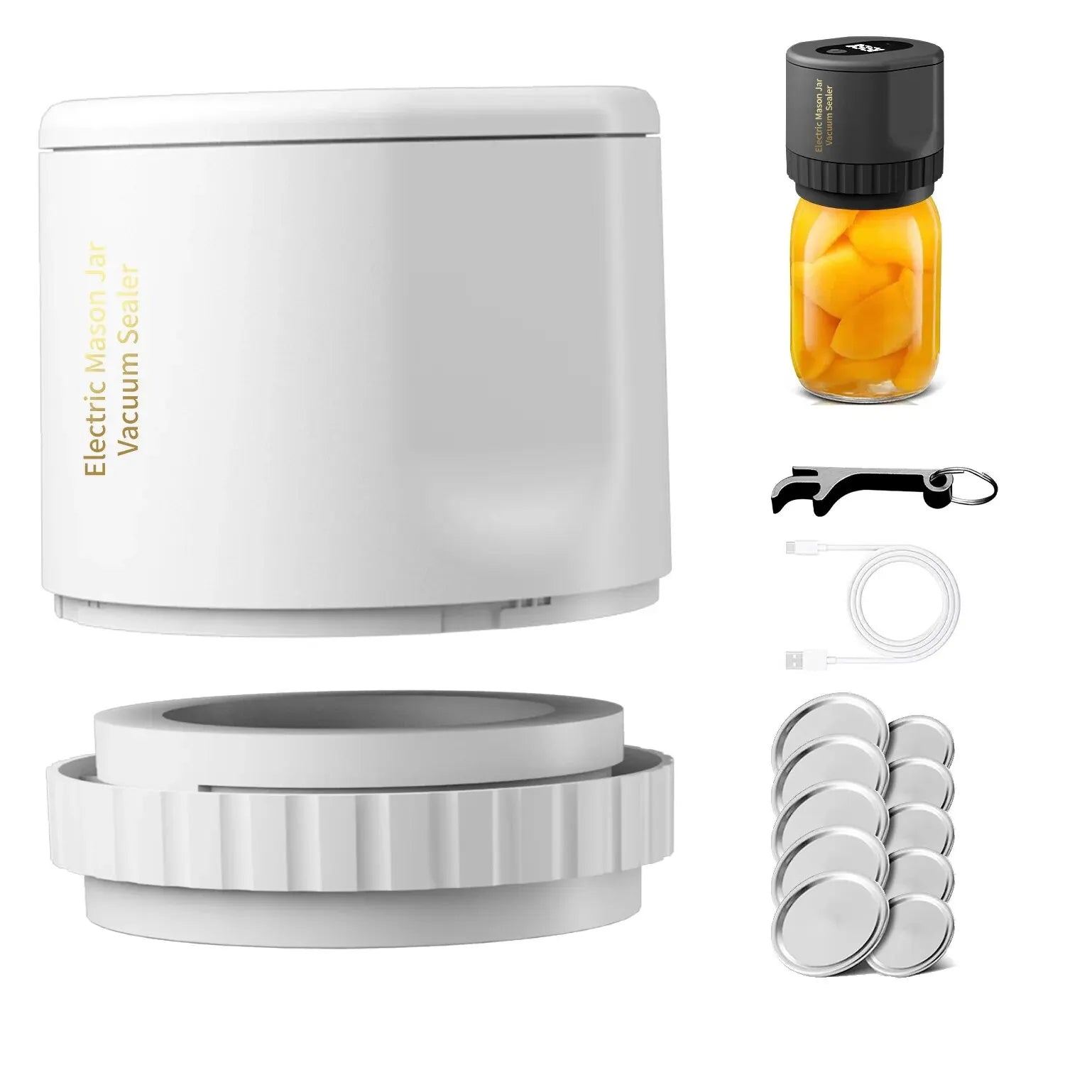 Electric Mason Jar Vacuum Sealer Kit - Cordless & Portable