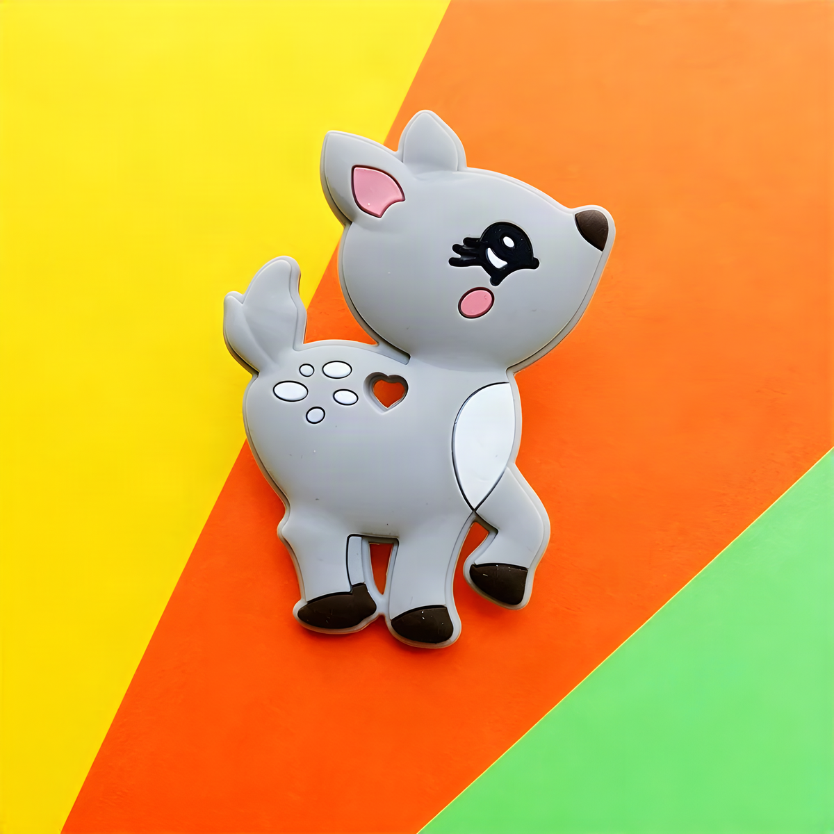 Silicone Deer Baby Teether with Rounded Edges in Five Colors