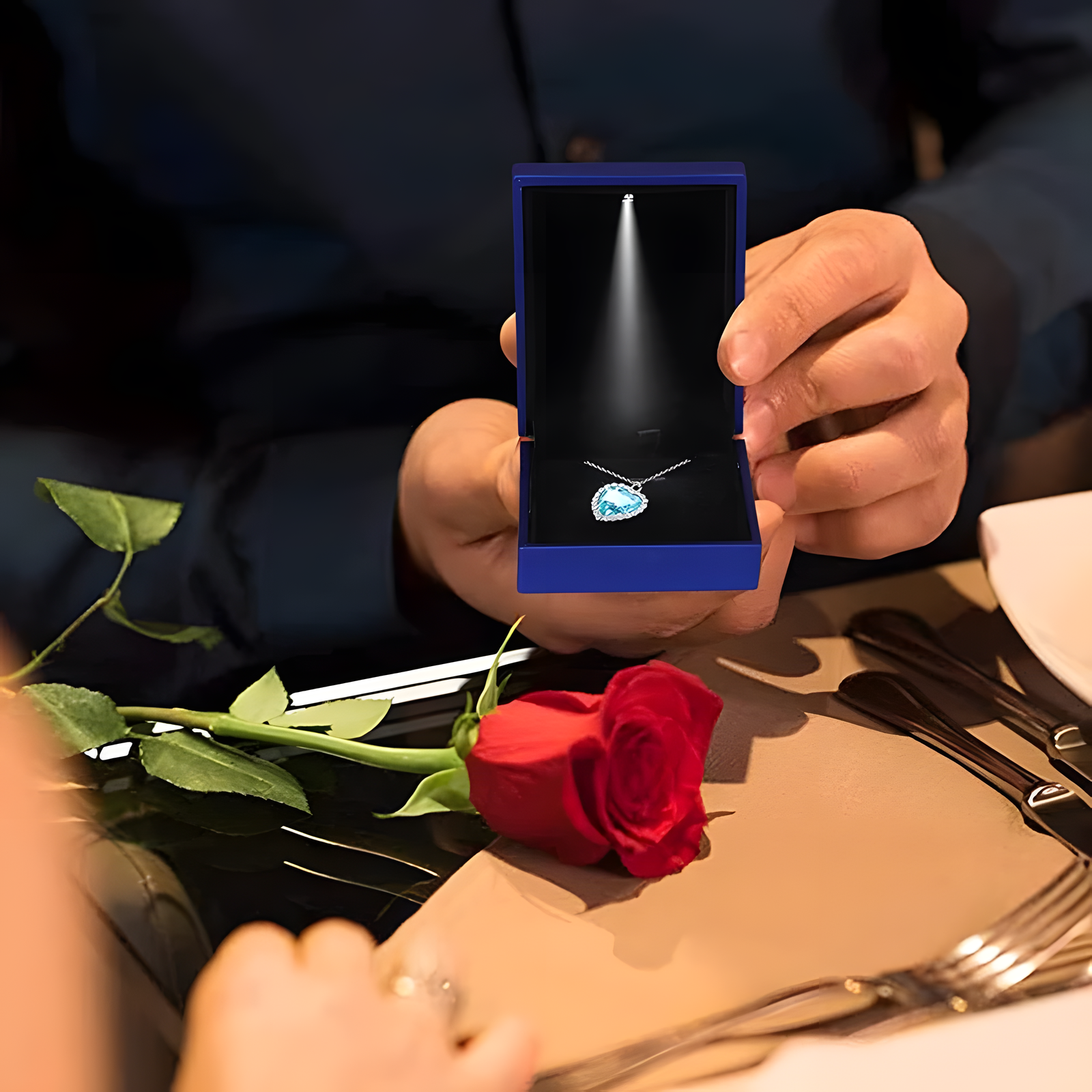 LED Light-Up Jewelry Gift Box with Velvet Interior