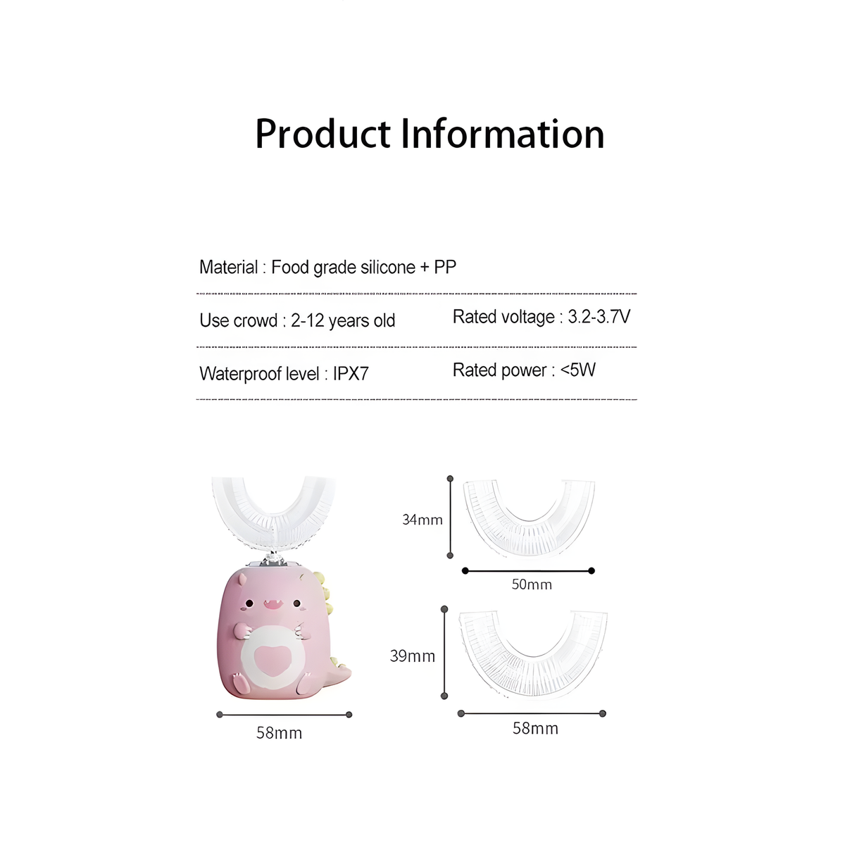 Kids Rechargeable U-Shaped Electric Toothbrush