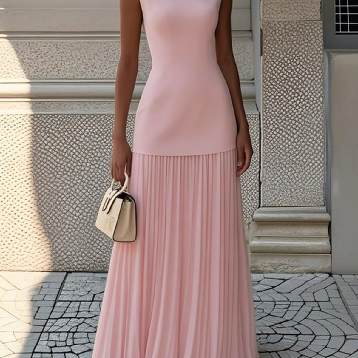 Women's Sleeveless Knit Top and Pleated Maxi Skirt Set