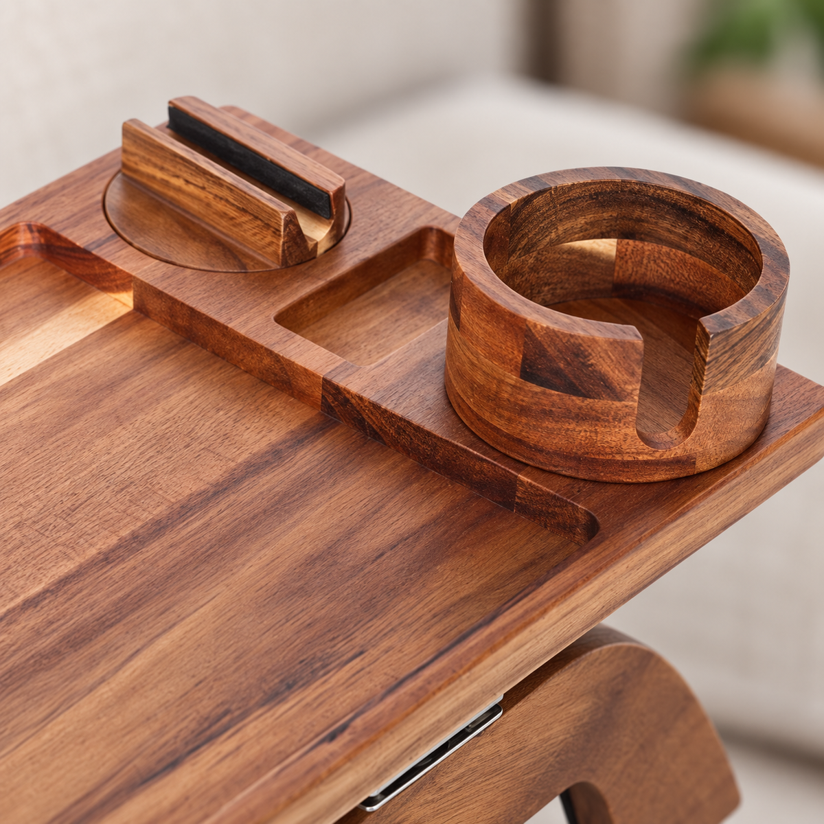 Wooden Sofa Arm Tray Table for a Comfortable Living Room