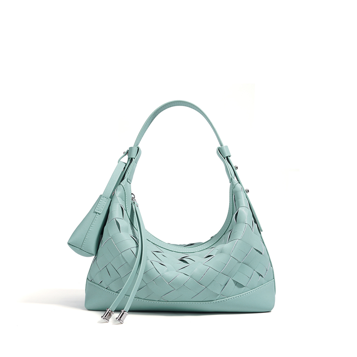 Woven Hobo Shoulder Bag with Zippered Opening