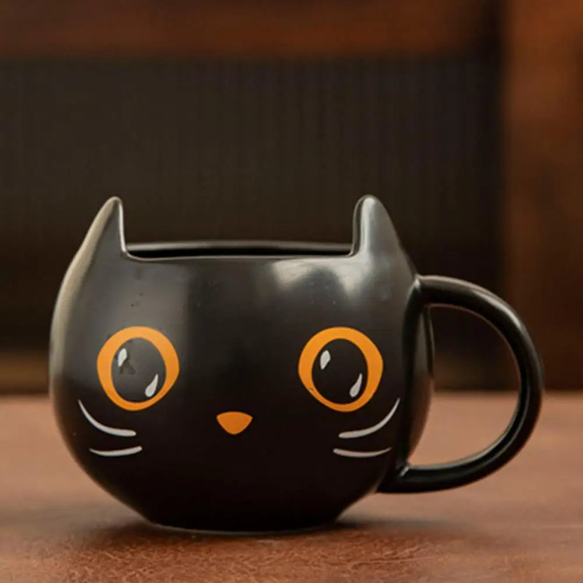 Halloween Cat Mug with Lid and Spoon, Ceramic, 301-400 ml