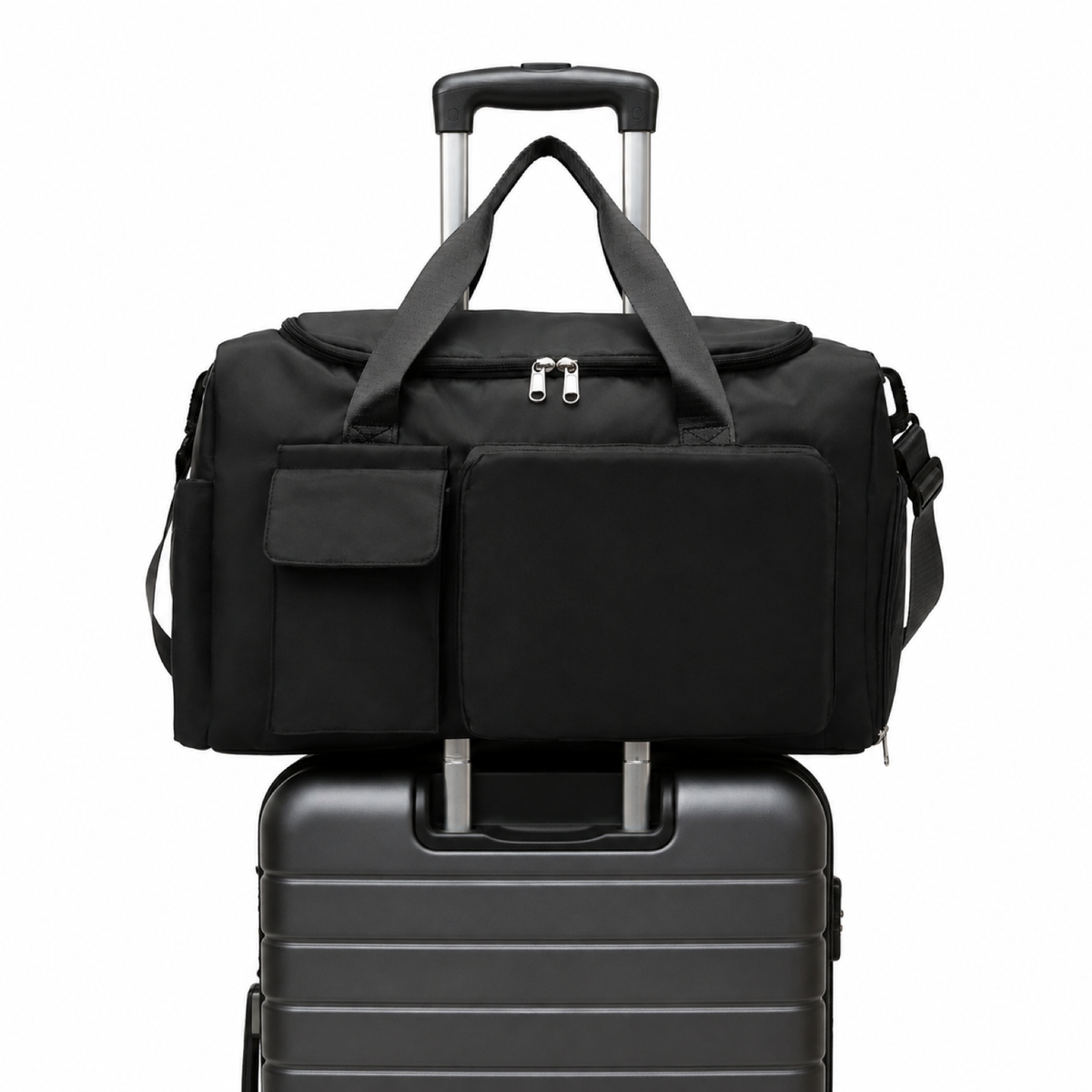 Travel Duffel Bag with Separate Shoe Compartment and Front Pockets