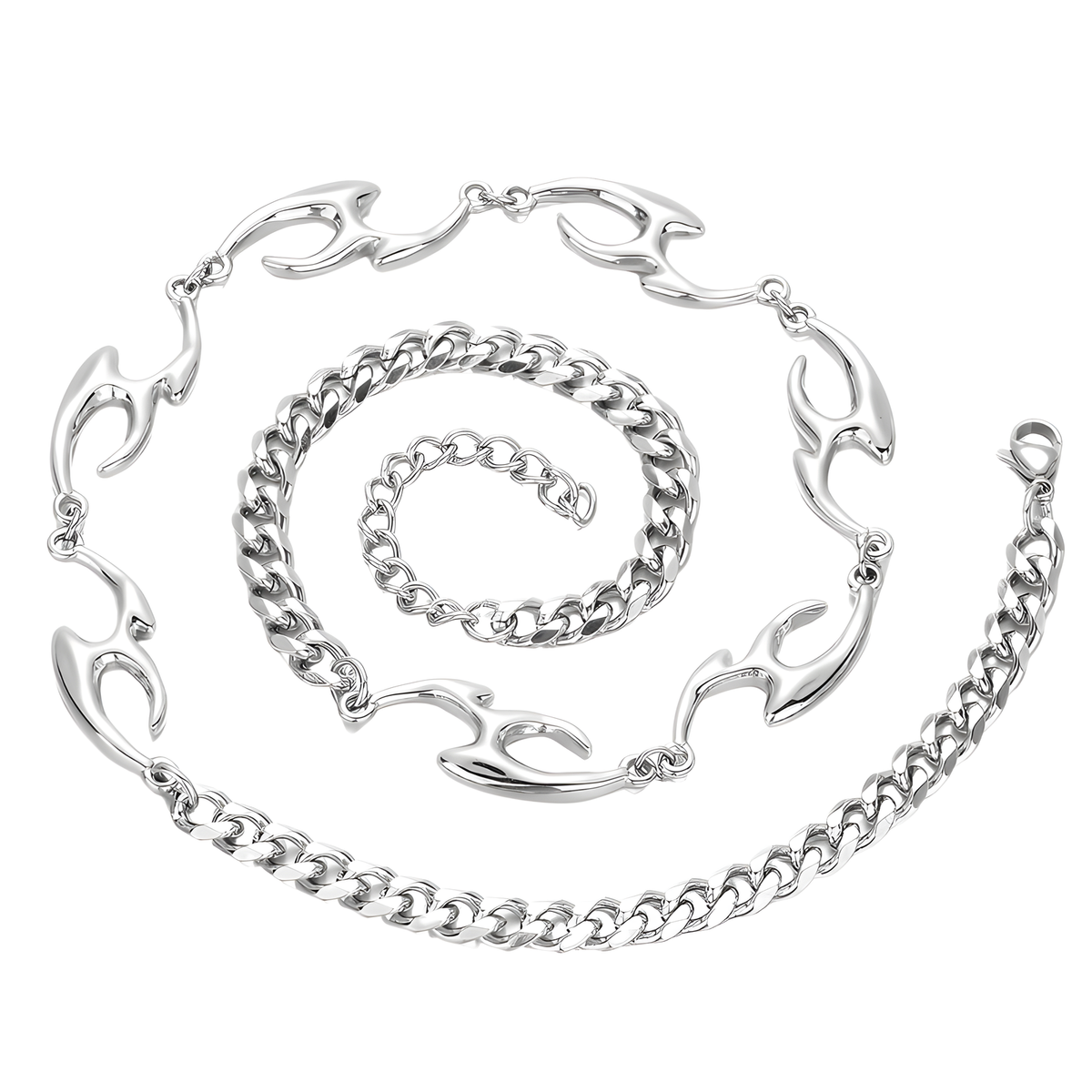 Silver Script Pendant Necklace with Titanium-Steel Chain