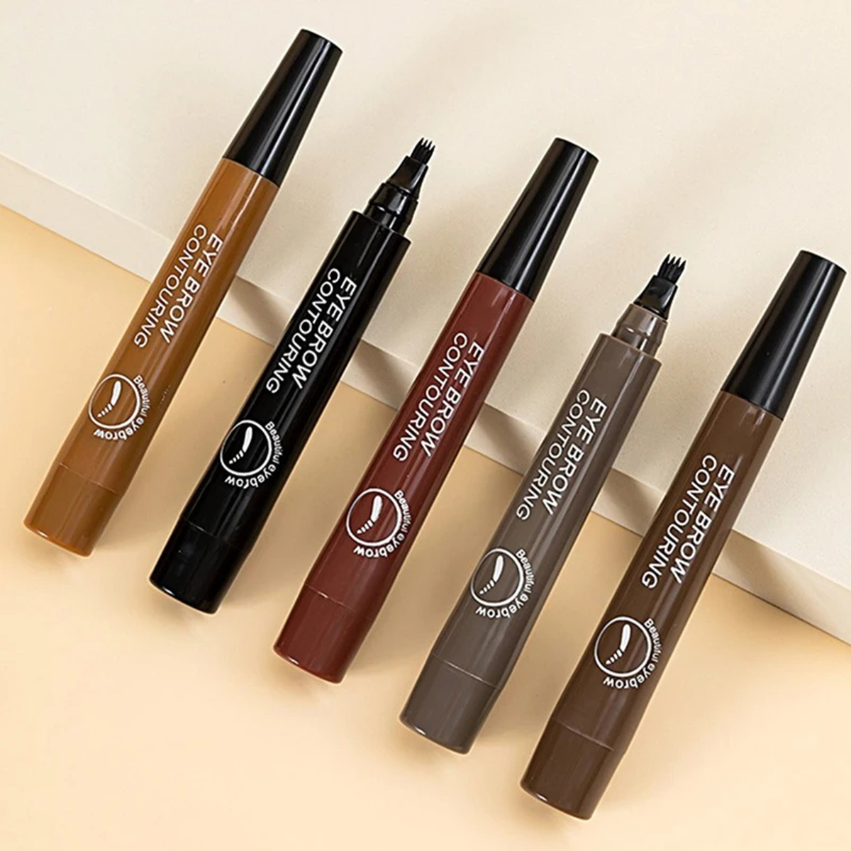 Four-Tip Liquid Eyebrow Pencil with Micro-Fork Applicator