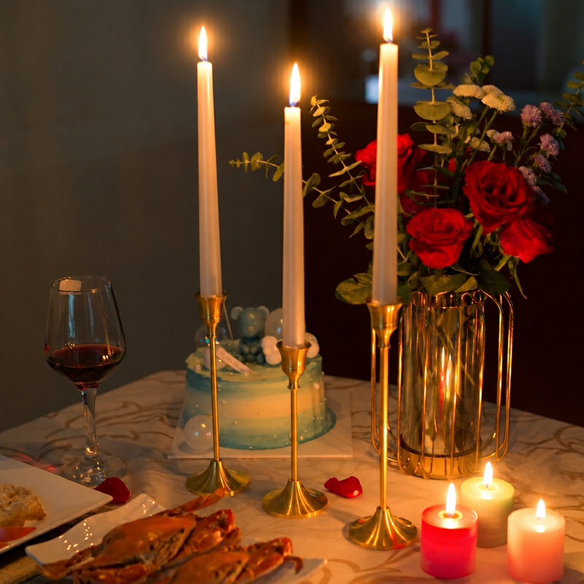 Metal Taper Candle Holder Set, Three Graduated Heights