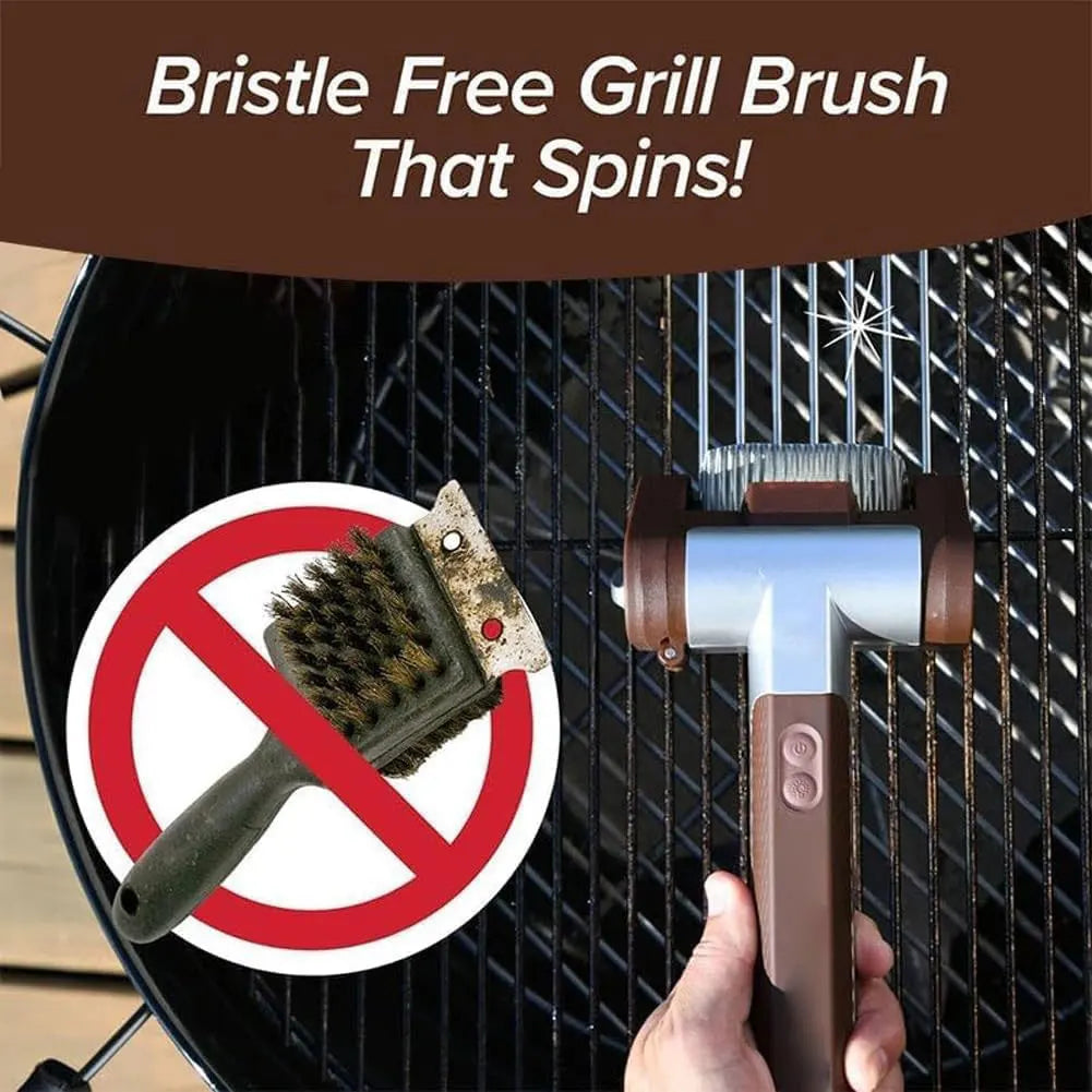Rechargeable Electric Grill Brush Cleaner - Bristle-Free Roller