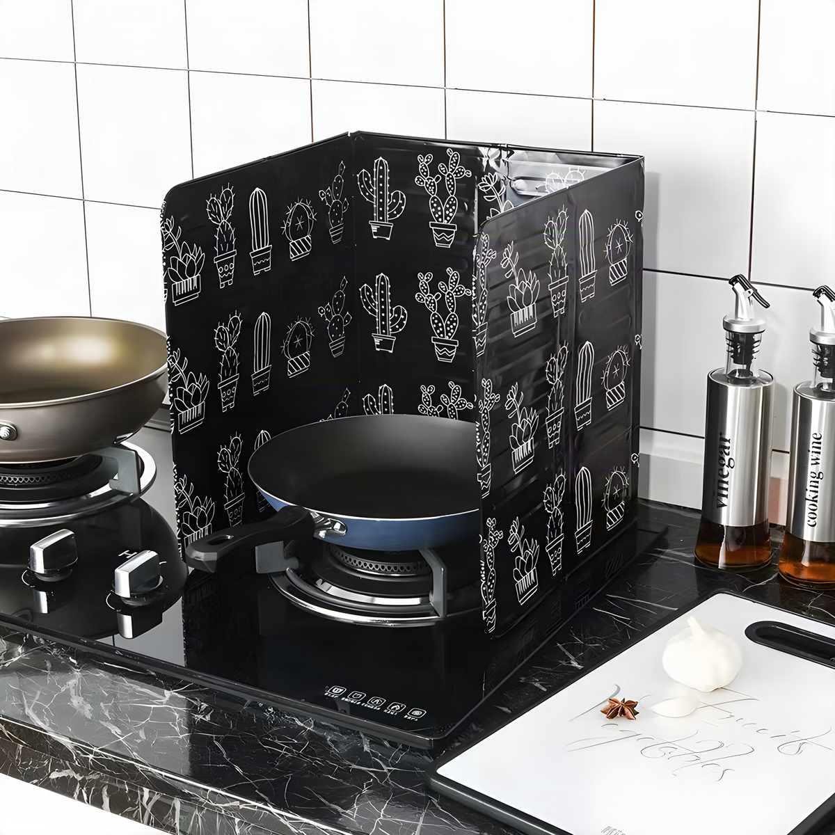 Foldable Stove Splatter Guard, Three-Panel Printed Screen