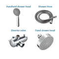 Dual Shower Head Set Fixed & Handheld with Diverter Chrome/Black
