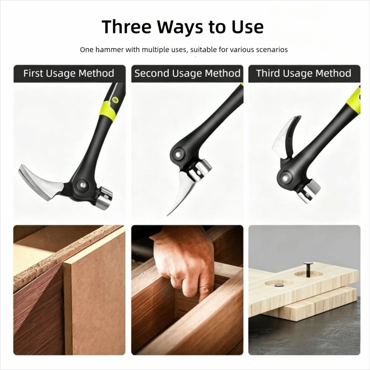 4-Position Magnetic Claw Hammer with Adjustable Pivot Head