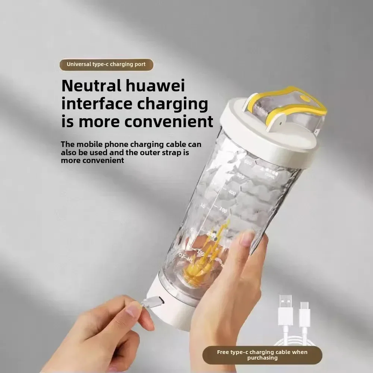 Rechargeable Electric Protein Shaker Bottle with USB-C Charging
