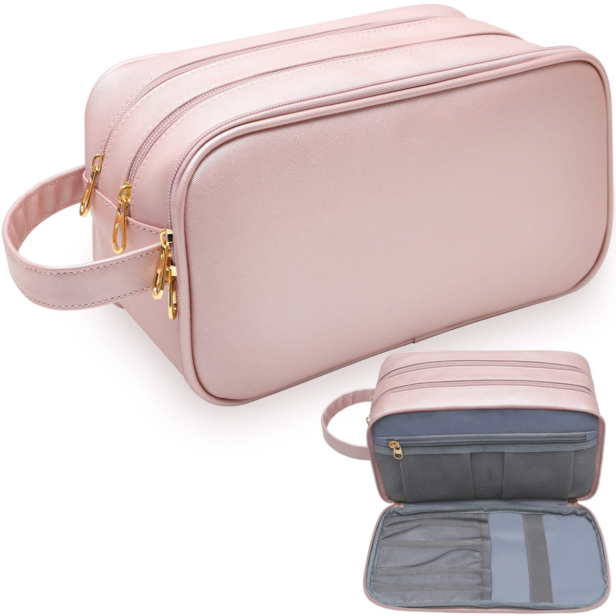 Zip-Around Travel Toiletry Organizer with Carry Handle