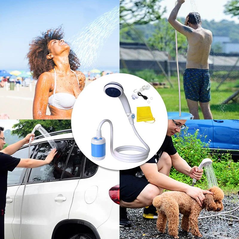 Portable Electric Camping Shower System – USB Rechargeable Pump