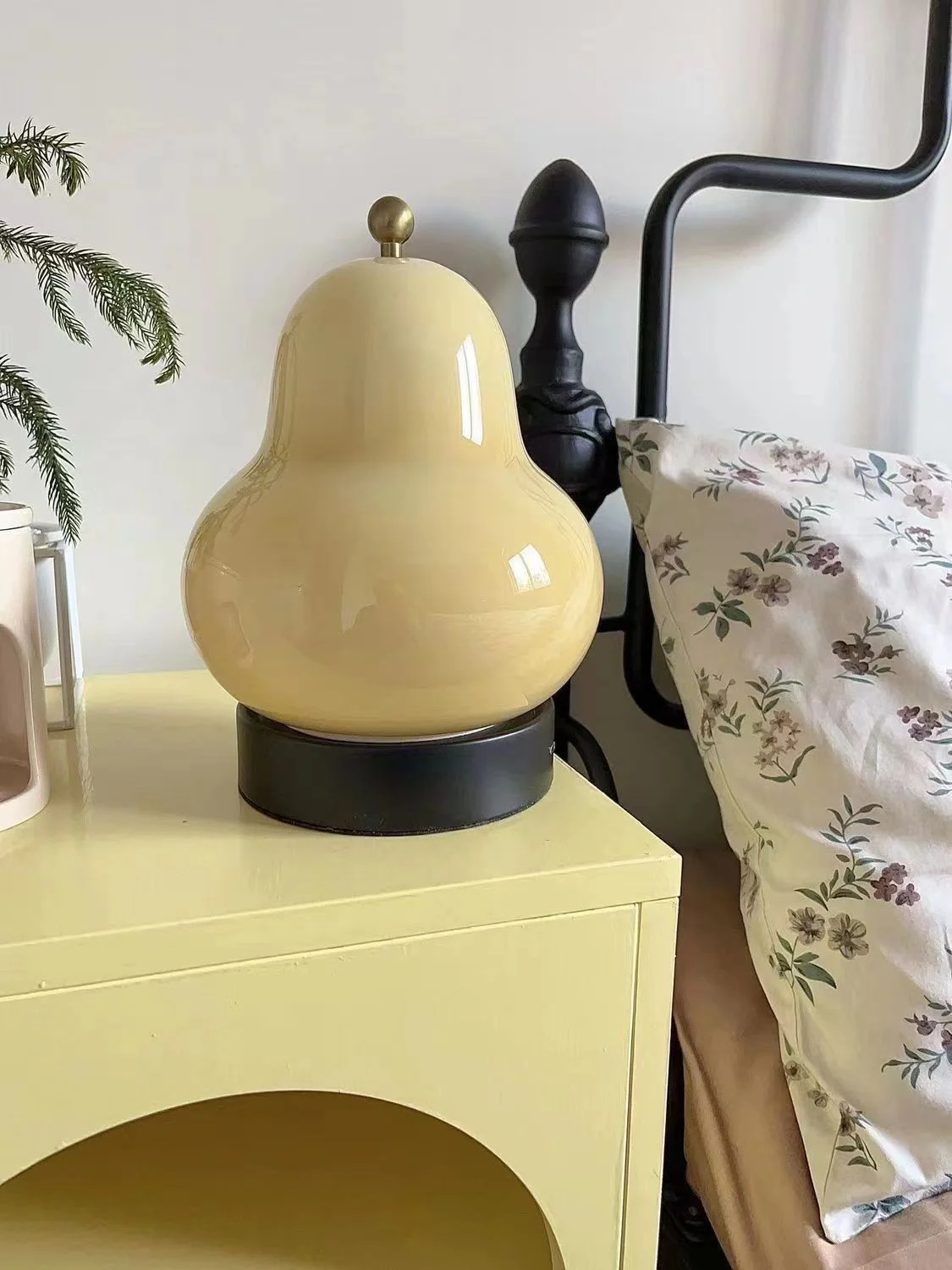 Glass Pear Table Lamp Touch Control LED 24cm Bedside Light