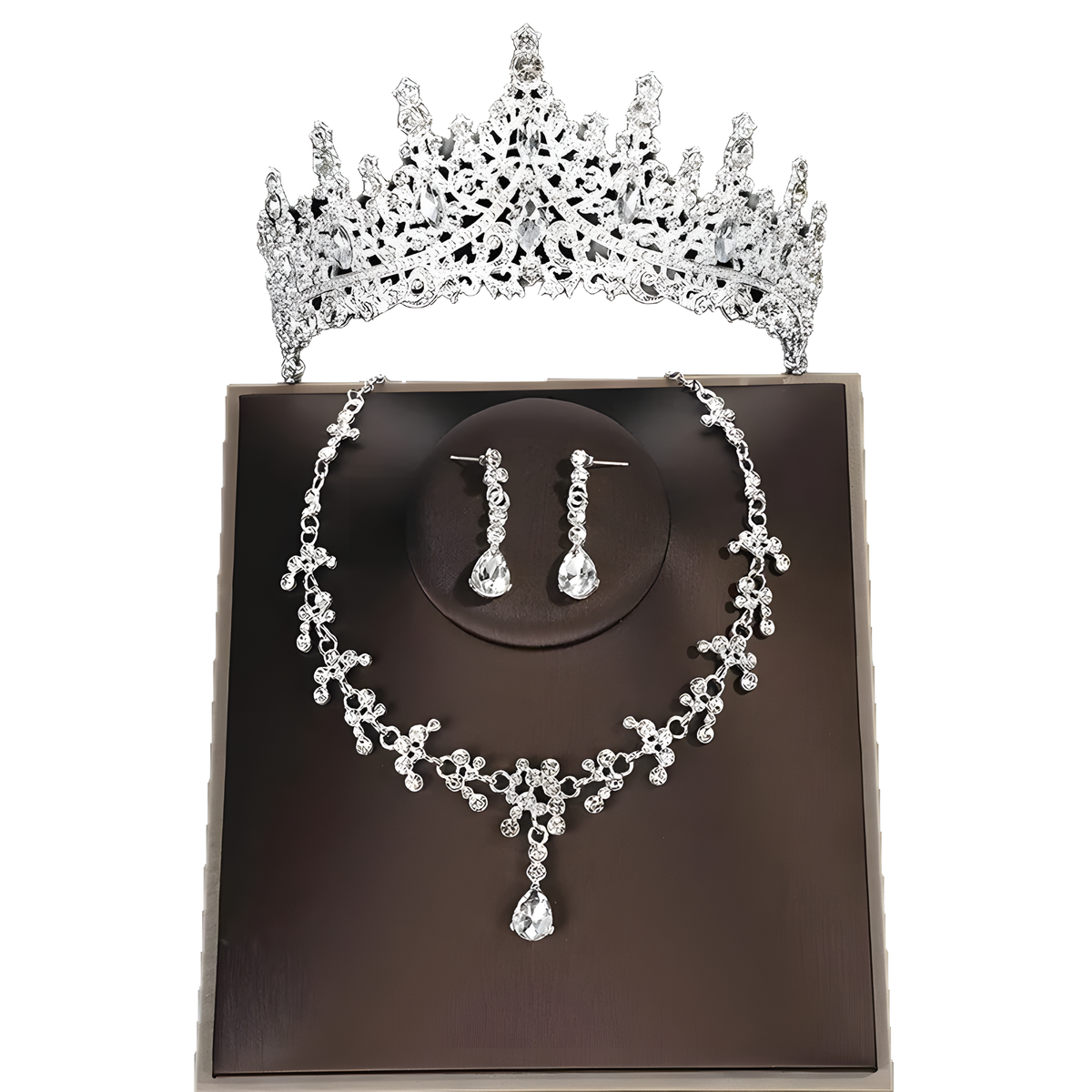 Crown Jewelry Set, Matching Necklace and Teardrop Earrings