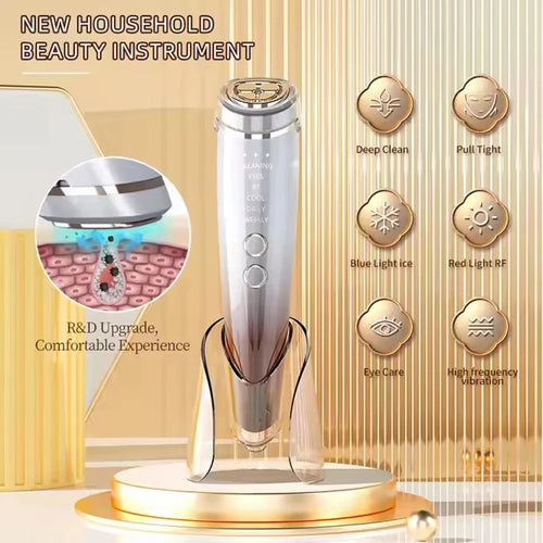 6-in-1 EMS Facial Beauty Device - RF, LED Light Therapy & Hot/Cold Modes - TradixPro