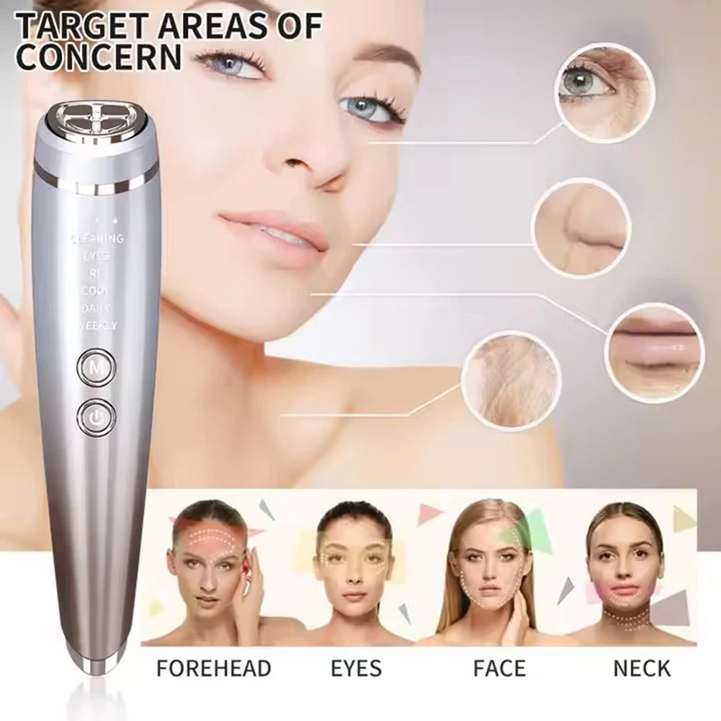 6-in-1 EMS Facial Beauty Device - RF, LED Light Therapy & Hot/Cold Modes - TradixPro
