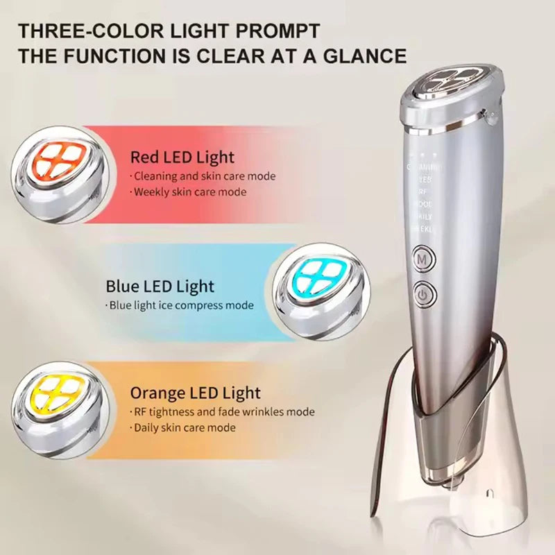 6-in-1 EMS Facial Beauty Device - RF, LED Light Therapy & Hot/Cold Modes - TradixPro