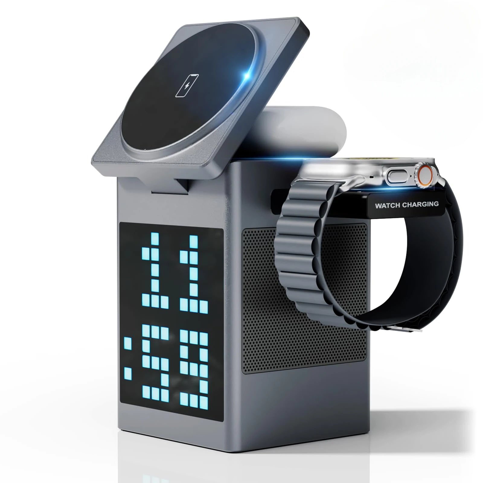 6-in-1 Magnetic Wireless Charging Station with Bluetooth Speaker & LED Light - TradixPro