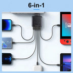 6-in-1 Multi-Port USB Charger - QC3.0 Fast Charging Station | Universal Travel Adapter - TradixPro